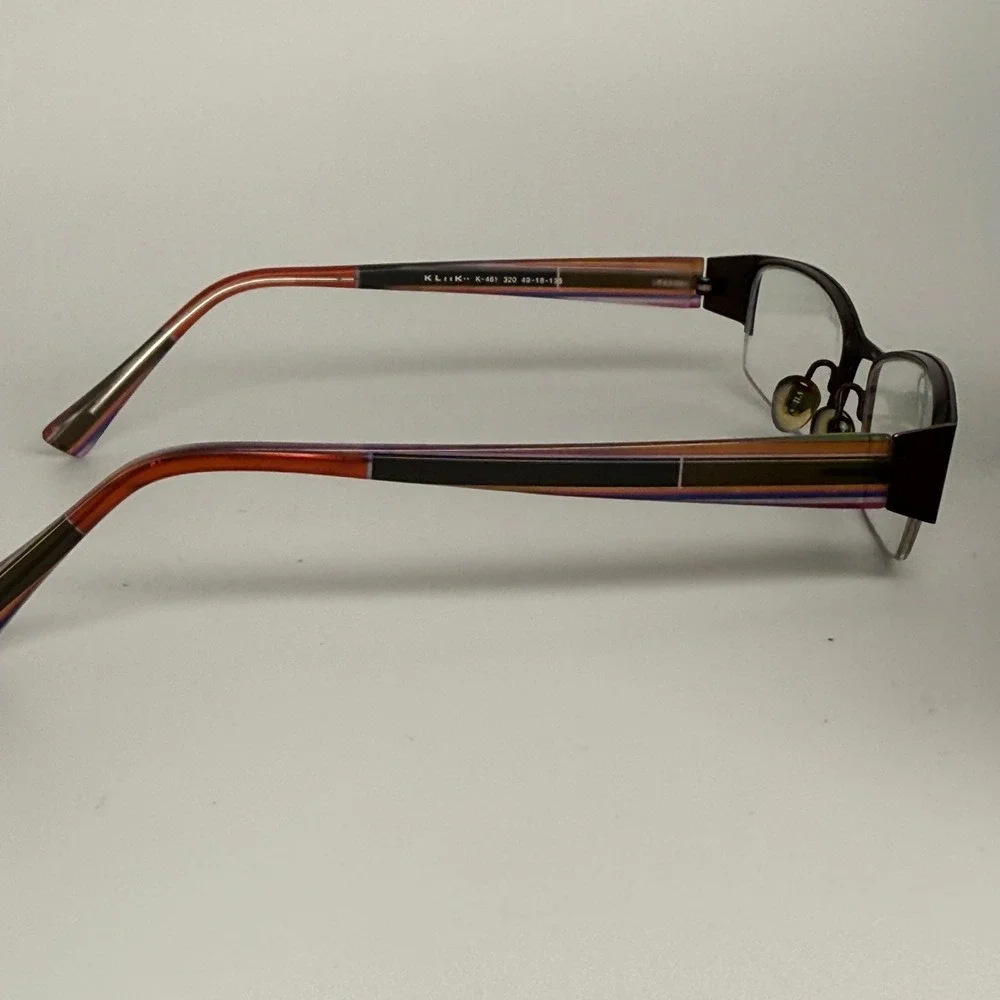 Kliik Denmark K-461 320 Eyeglasses Frames Brown‎ Multi Color 49-18-135 Half Rim